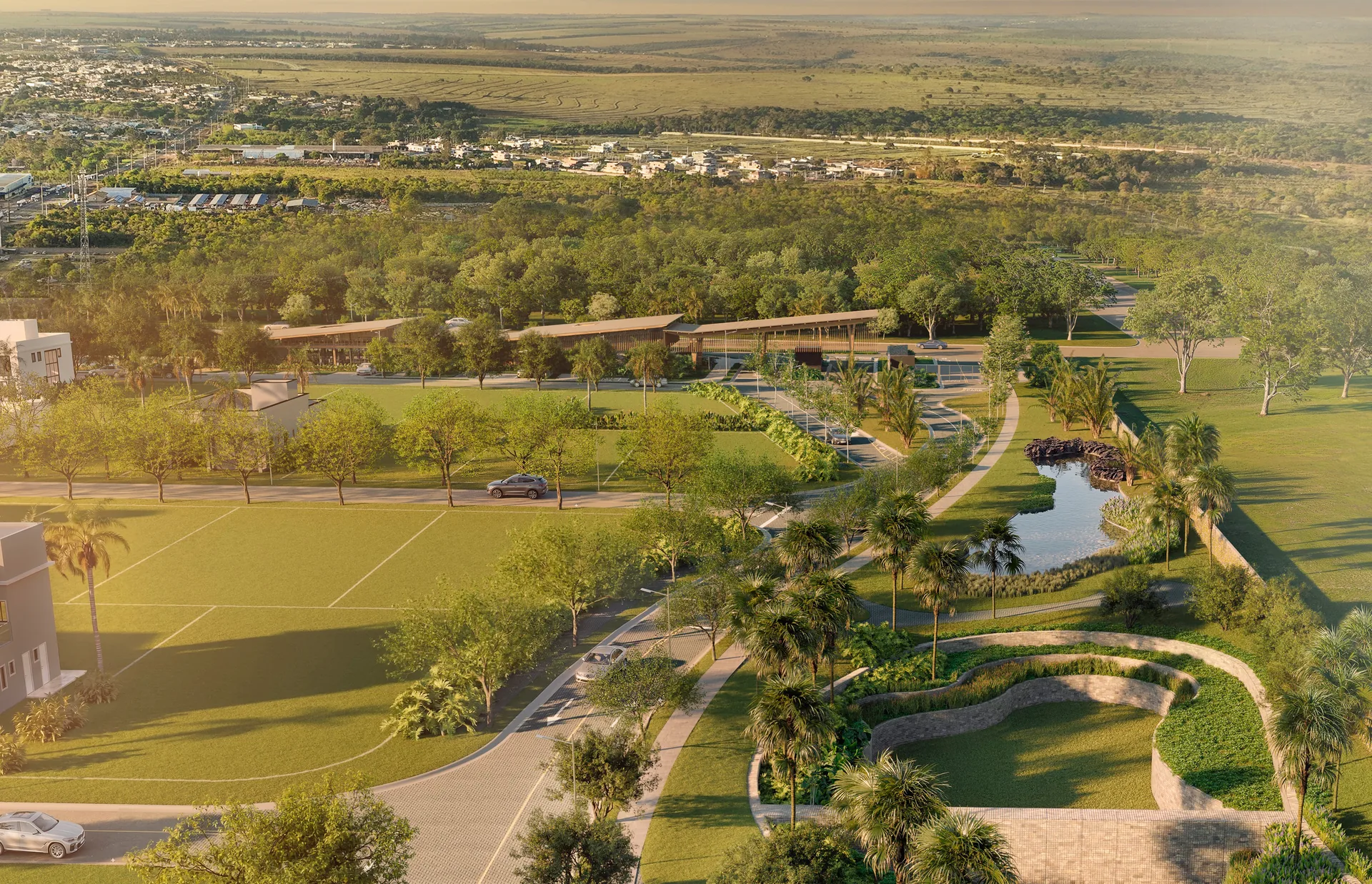 Parque linear do Artesano Campo Grande, com pista de caminhada e vegetação nativa preservada